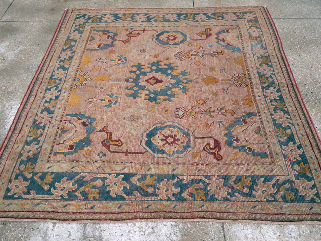 Antique Turkish Oushak Square Rug, No.23998 - Gsblank