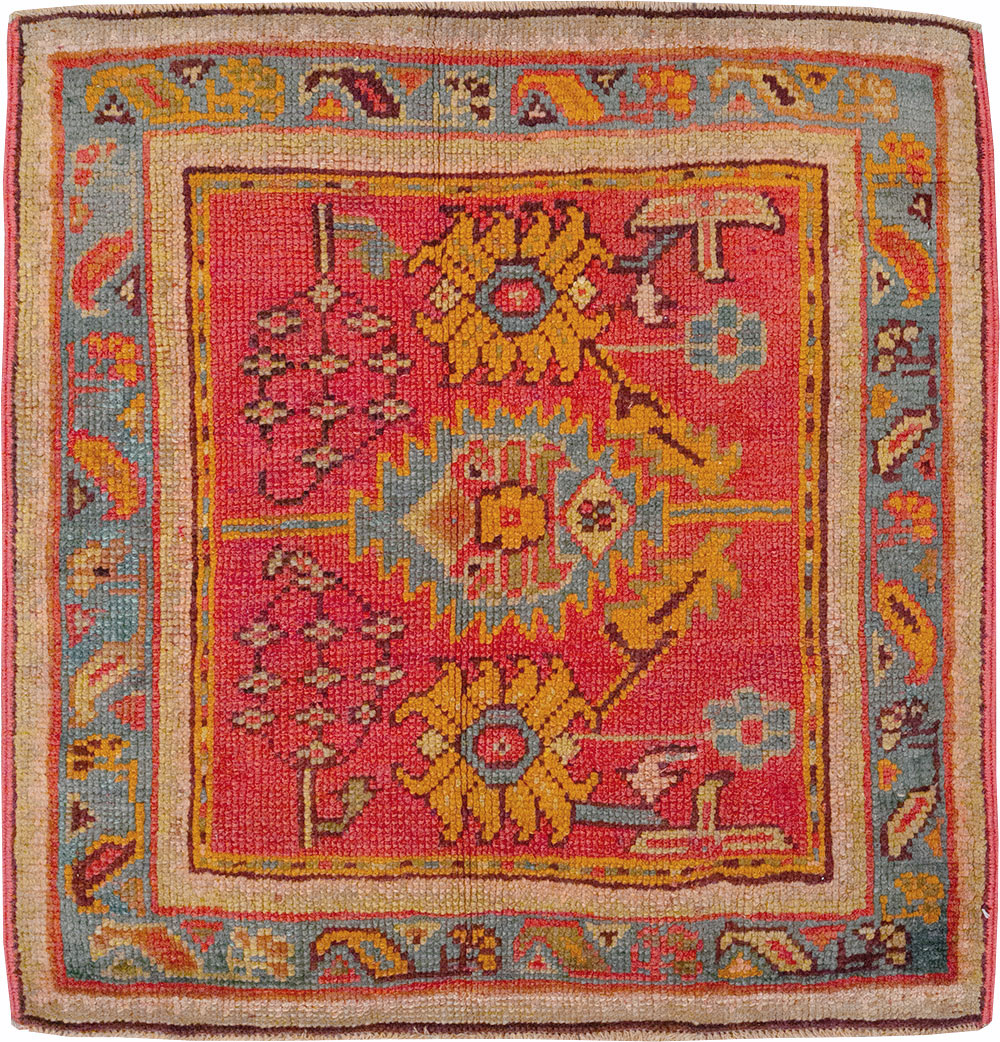 Antique Turkish Oushak Square Throw Rug, No.23999 - Gsblank