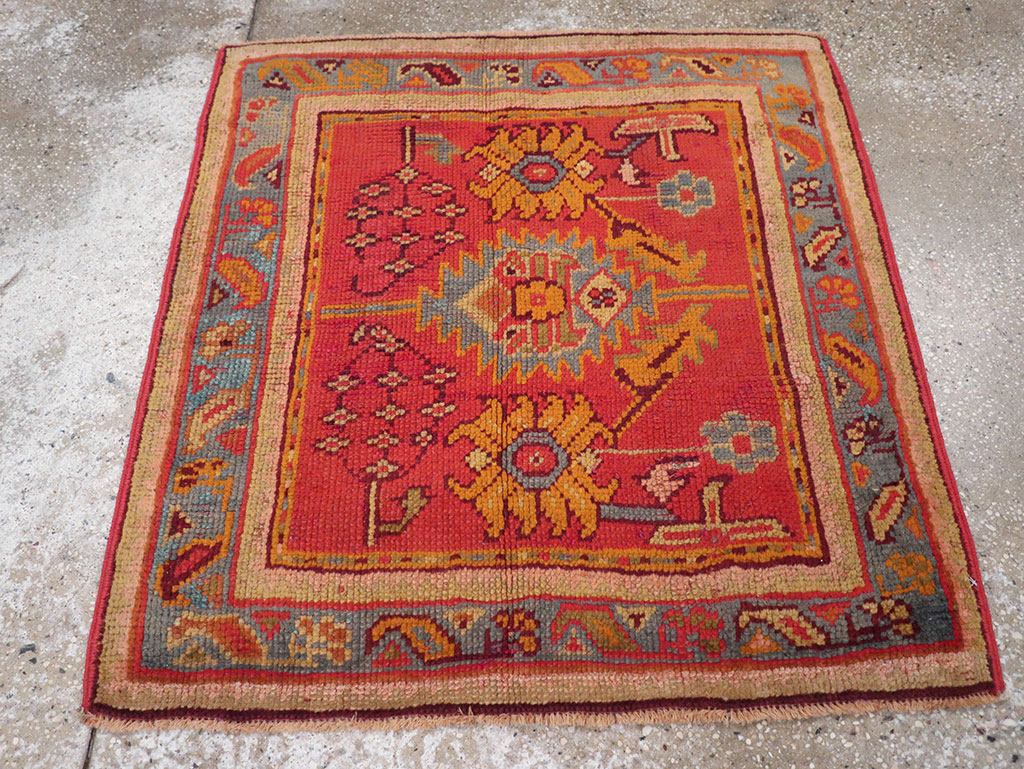 Antique Turkish Oushak Square Throw Rug, No.23999 - Gsblank