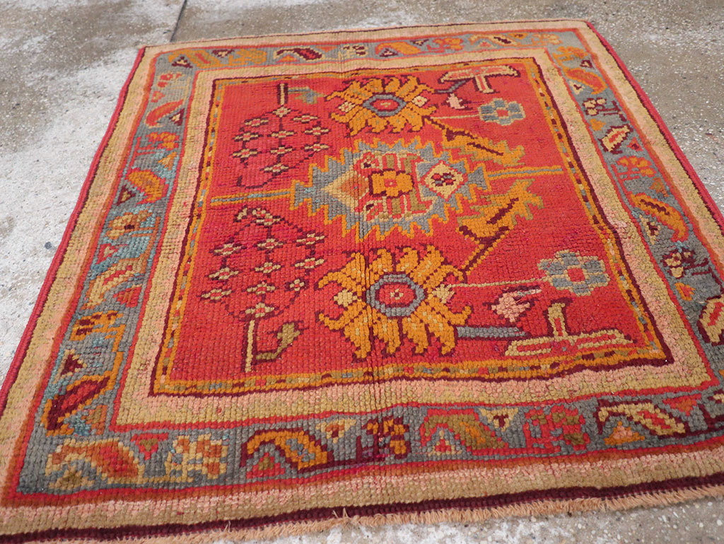 Antique Turkish Oushak Square Throw Rug, No.23999 - Gsblank