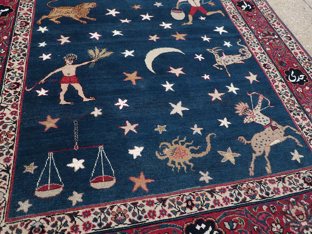 Antique Persian Mashad Pictorial Accent Rug, No.24010 - Gsblank