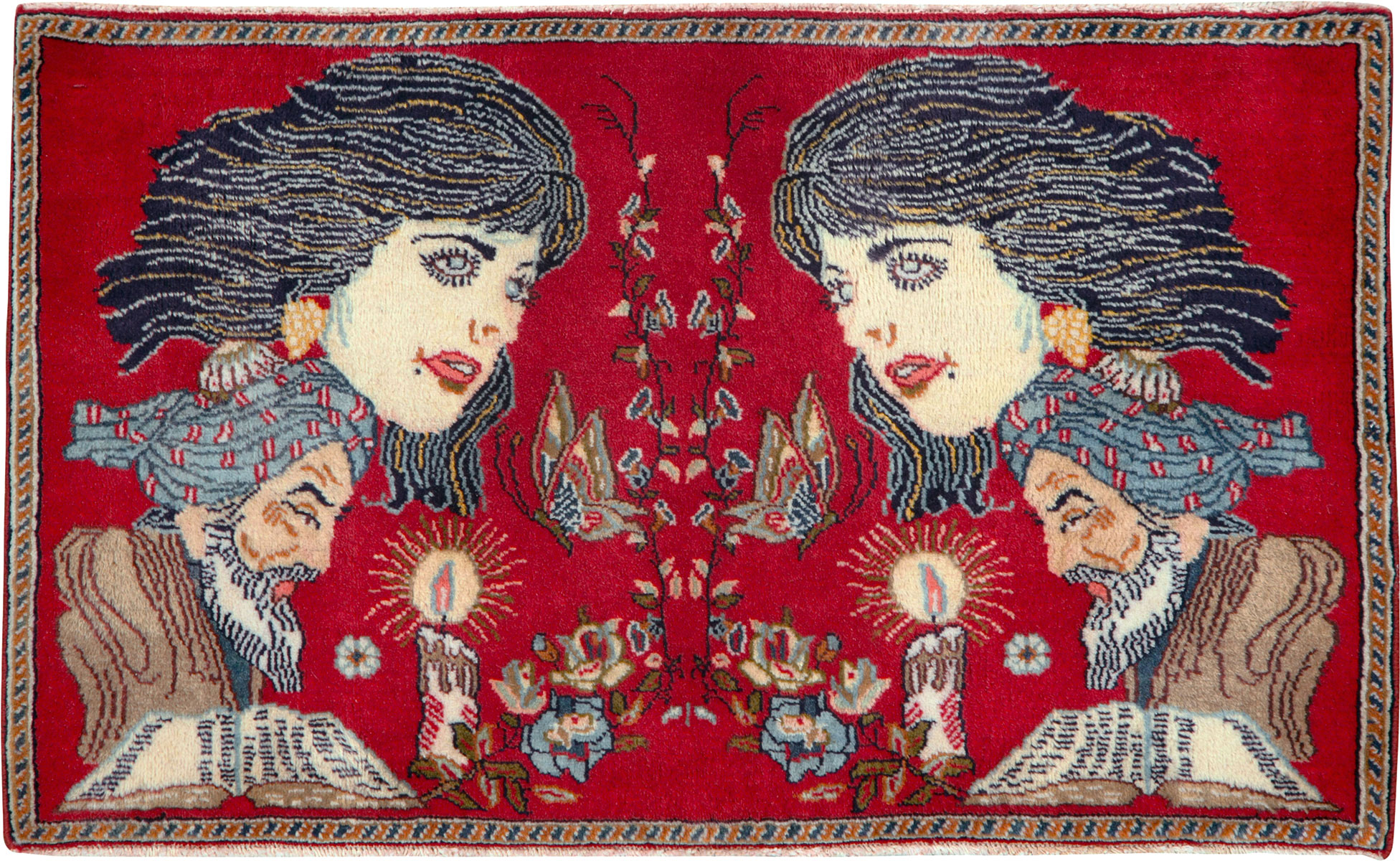 Vintage Persian Tabriz Pictorial Rug, No.24011 - Gsblank