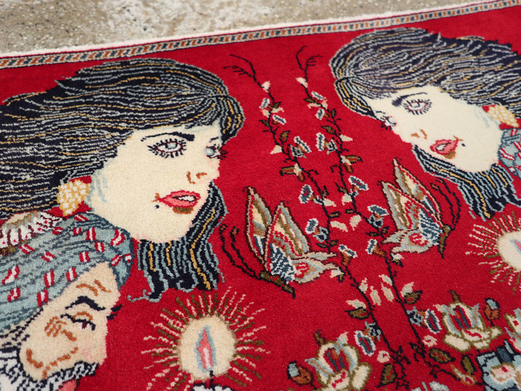 Vintage Persian Tabriz Pictorial Rug, No.24011 - Gsblank