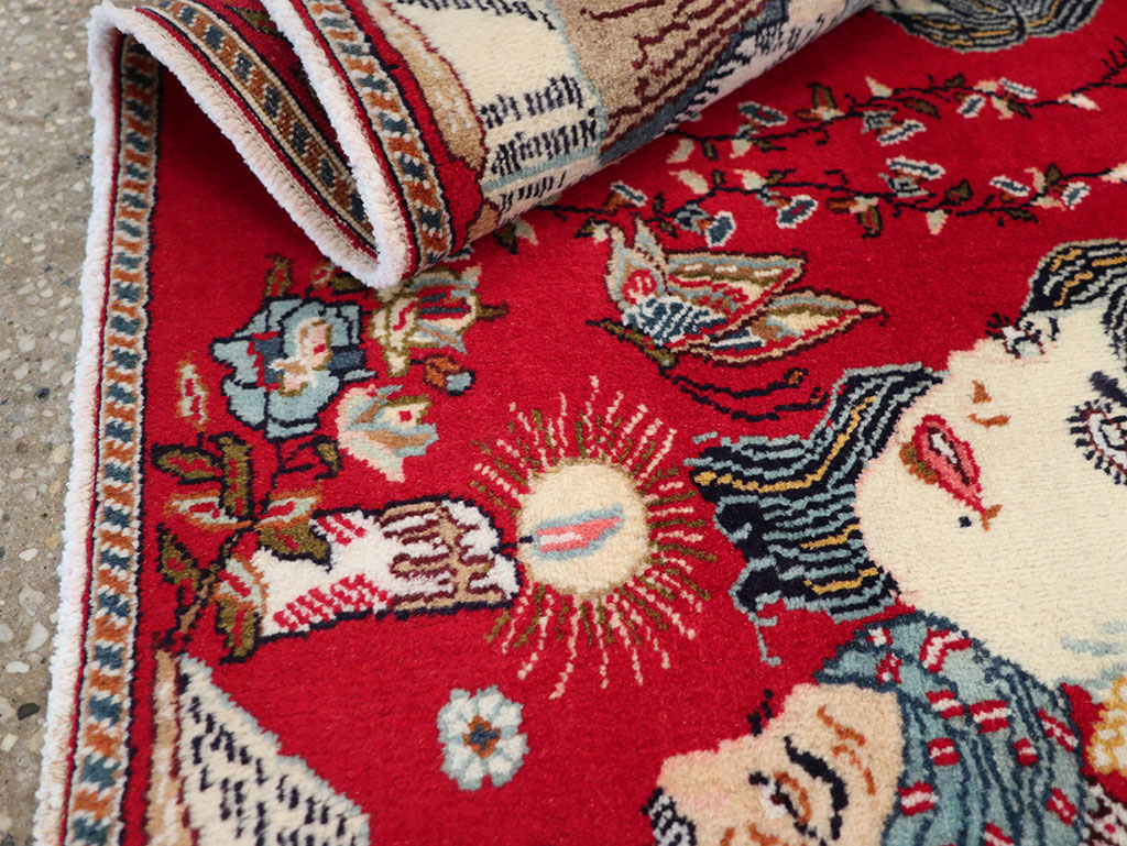 Vintage Persian Tabriz Pictorial Rug, No.24011 - Gsblank