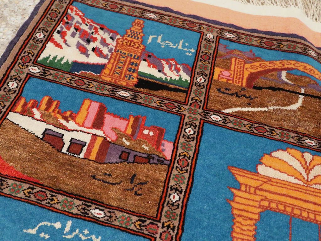 Vintage Persian Qashqai Pictorial Rug, No.24024 - Gsblank