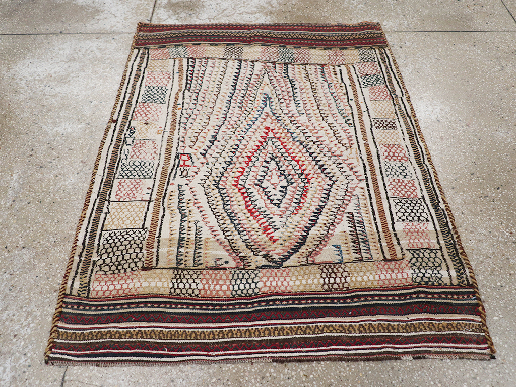 Vintage Persian Flatweave Kilim Throw Rug, No.24045 - Gsblank
