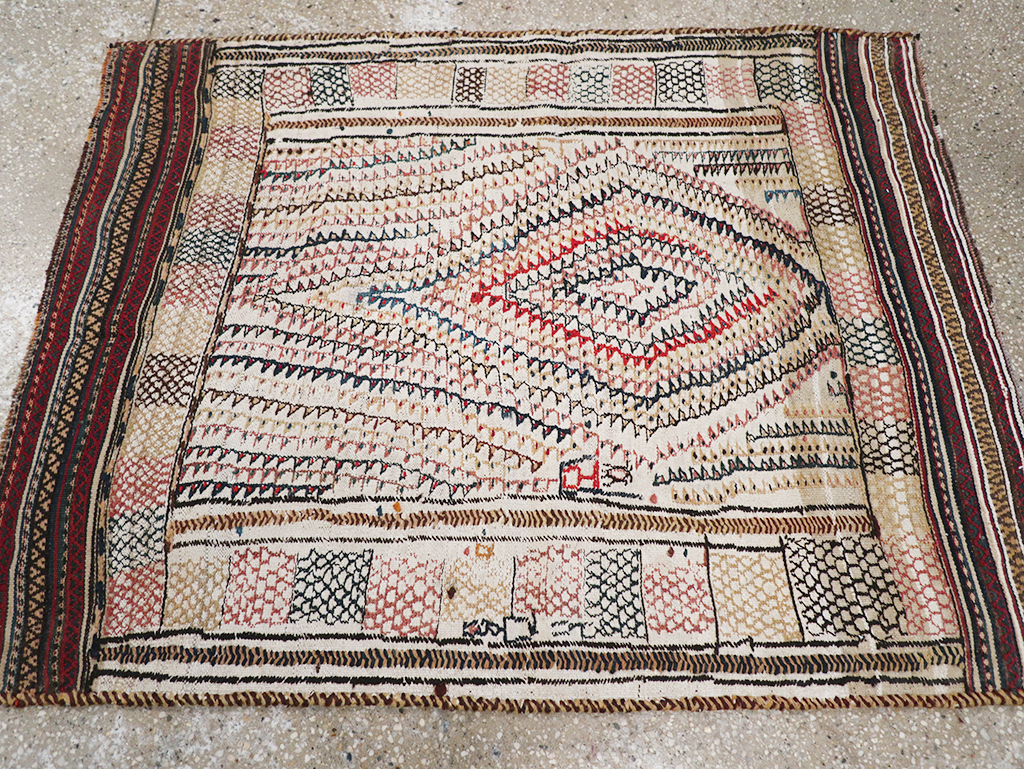 Vintage Persian Flatweave Kilim Throw Rug, No.24045 - Gsblank