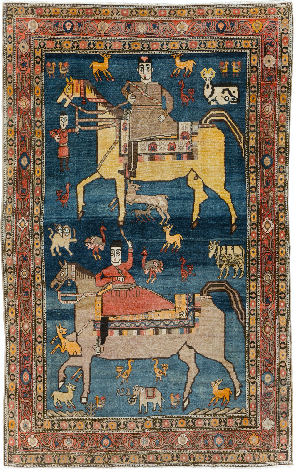 Antique Persian Pictorial Malayer Accent Rug, No.24062 - Gsblank