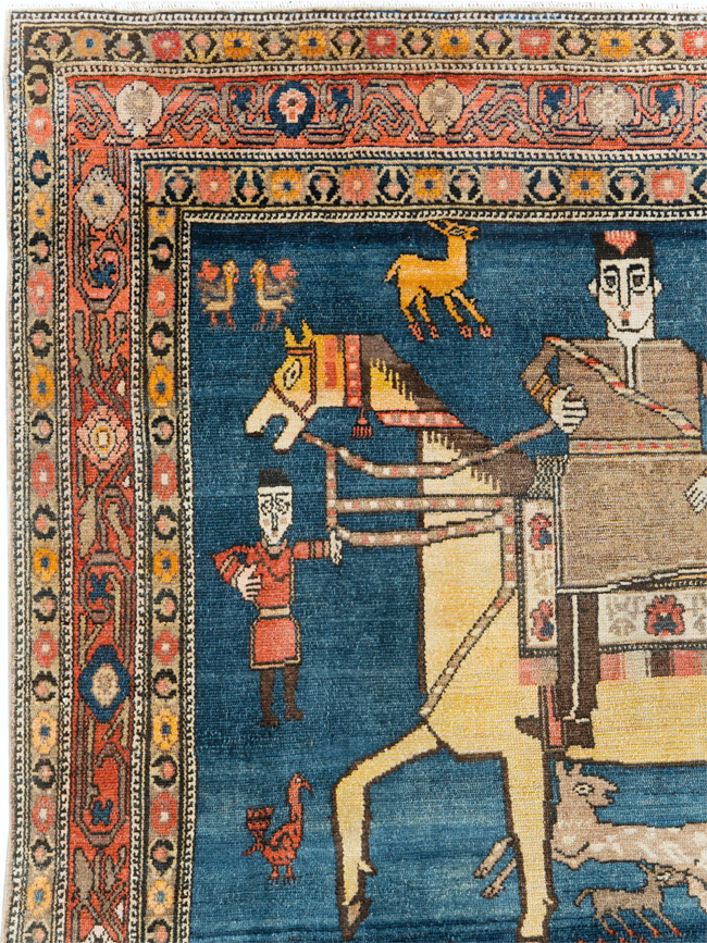 Antique Persian Pictorial Malayer Accent Rug, No.24062 - Gsblank