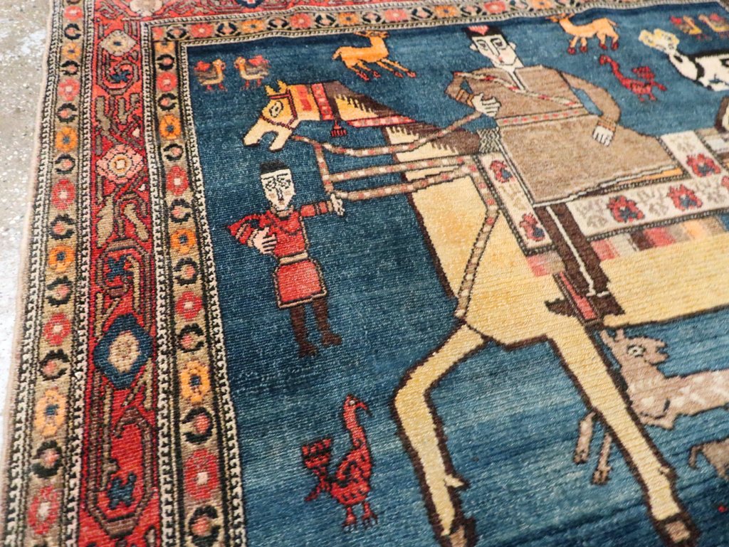 Antique Persian Pictorial Malayer Accent Rug, No.24062 - Gsblank