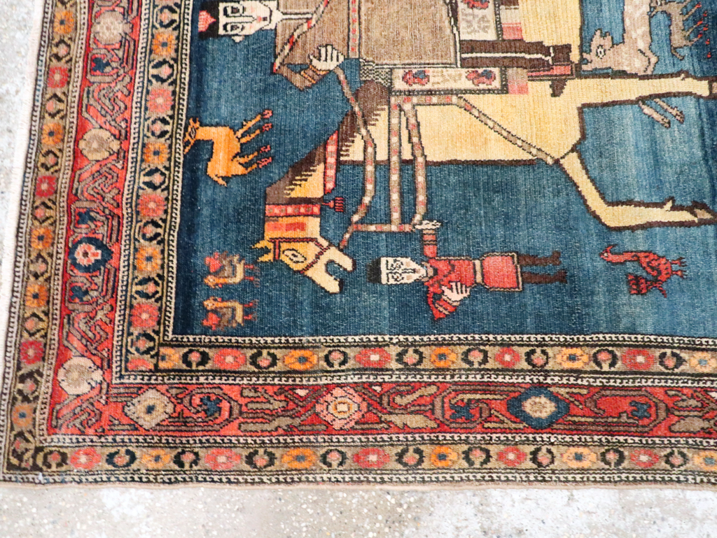 Antique Persian Pictorial Malayer Accent Rug, No.24062 - Gsblank