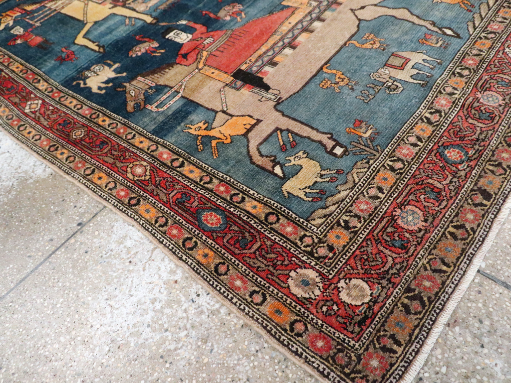 Antique Persian Pictorial Malayer Accent Rug, No.24062 - Gsblank
