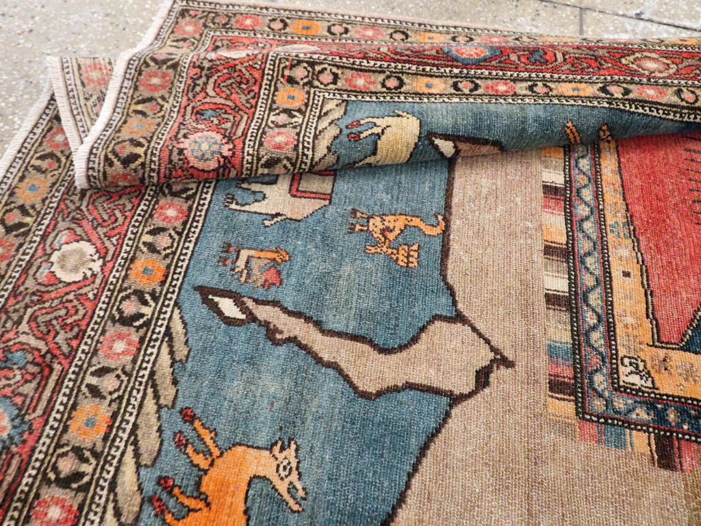 Antique Persian Pictorial Malayer Accent Rug, No.24062 - Gsblank