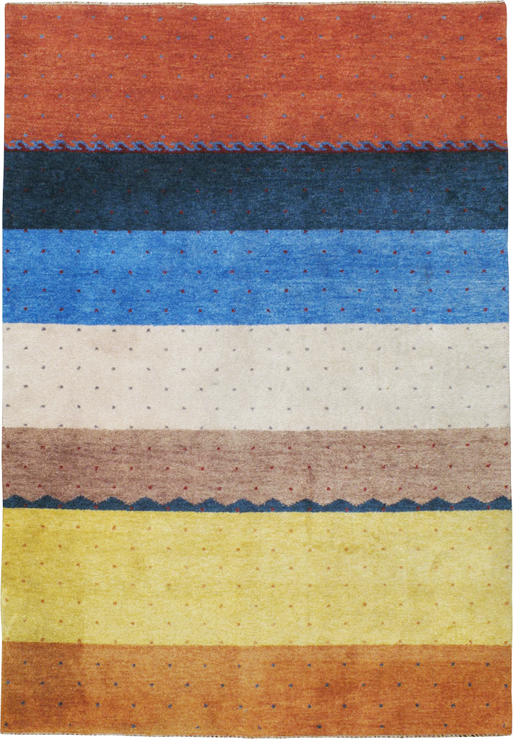 Modern Indian Gabbeh Style Accent Rug, No.24089 - Gsblank