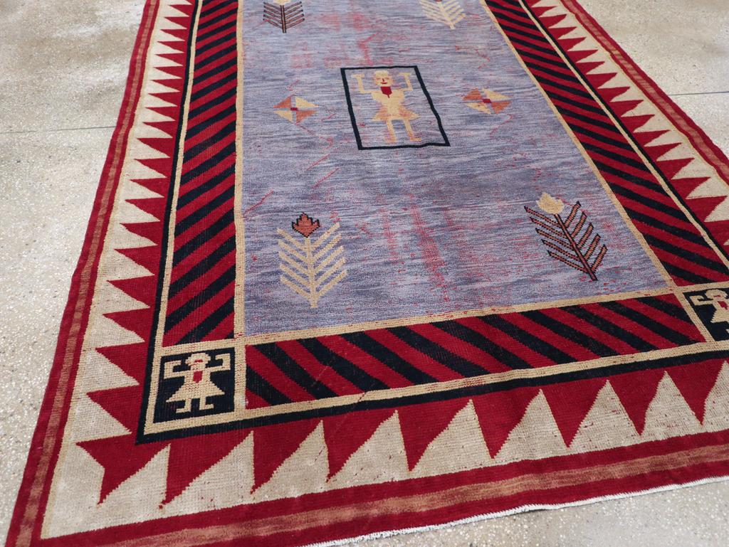 Vintage Indian Pictorial Carpet, No.24158 - Gsblank