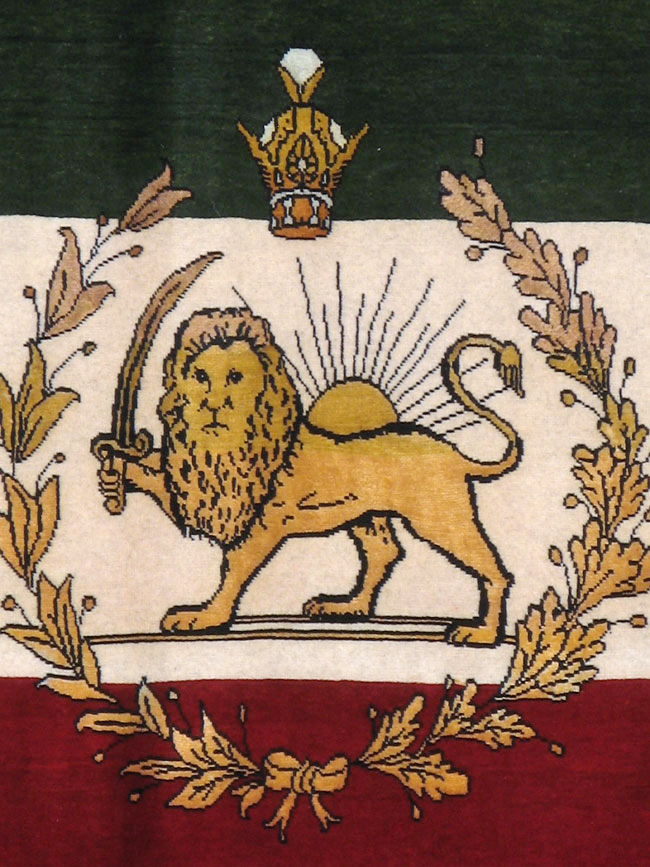 Vintage Persian Tabriz Flag Pictorial Rug, No.24189 - Gsblank