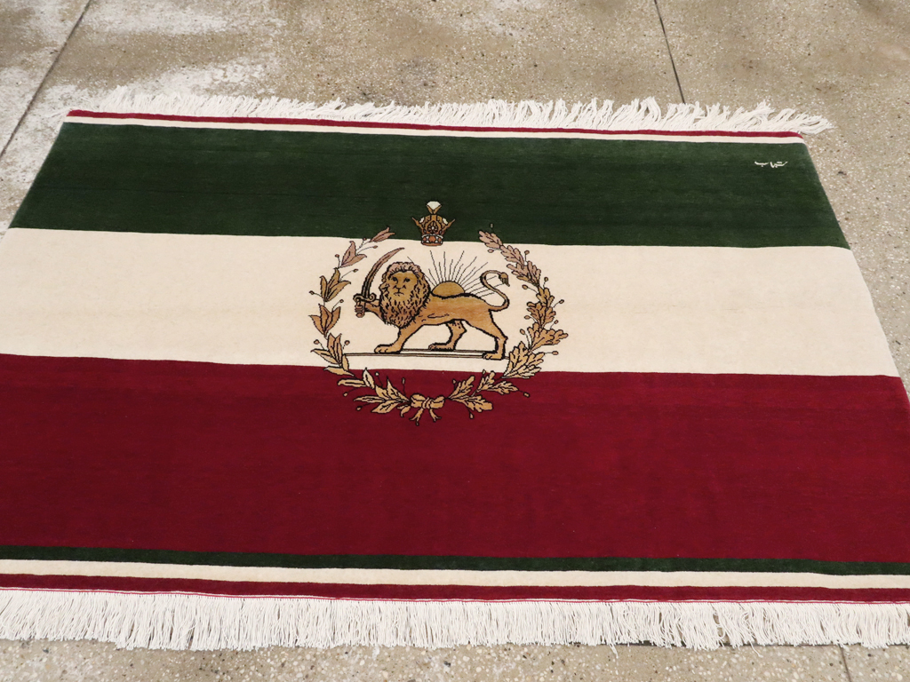 Vintage Persian Tabriz Flag Pictorial Rug, No.24189 - Gsblank