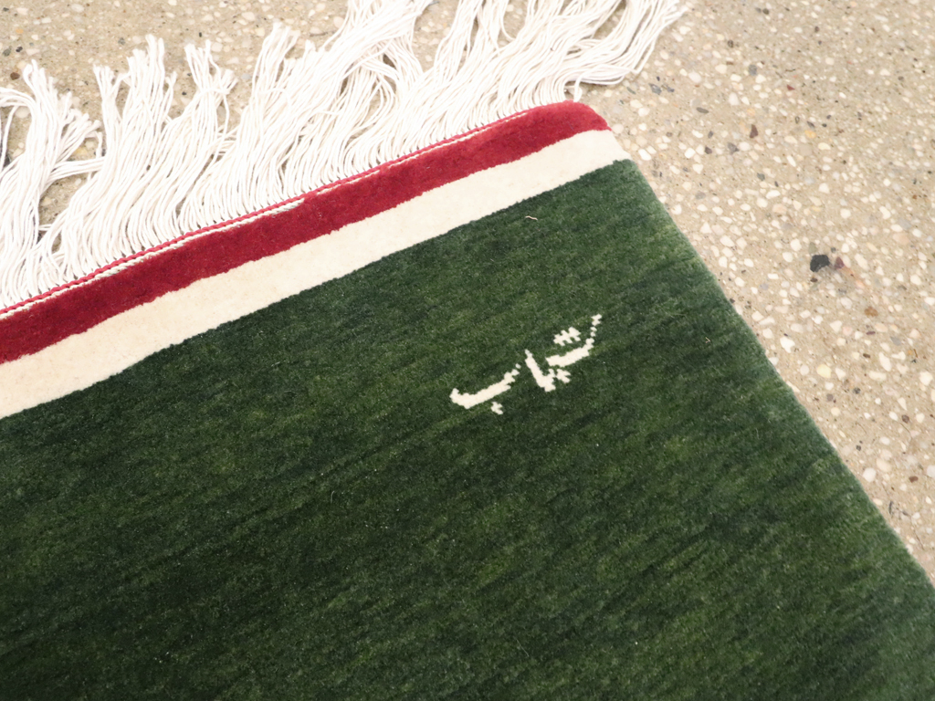 Vintage Persian Tabriz Flag Pictorial Rug, No.24189 - Gsblank