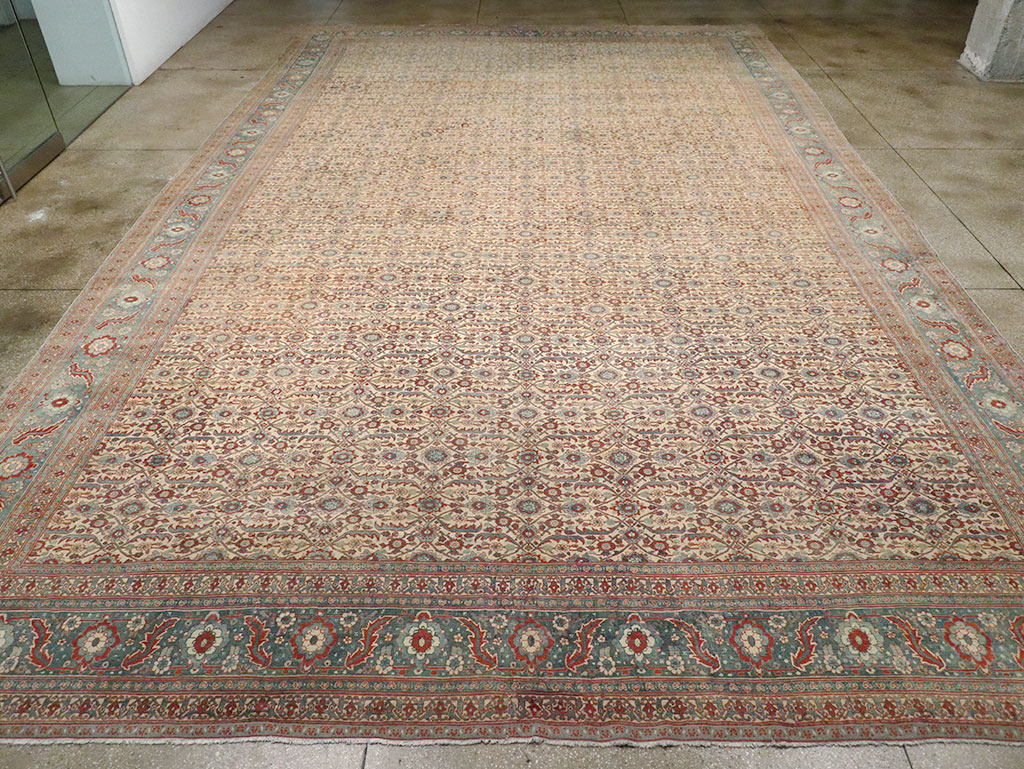 Antique Persian Senneh Tabriz Oversize Carpet, No.24205 - Gsblank
