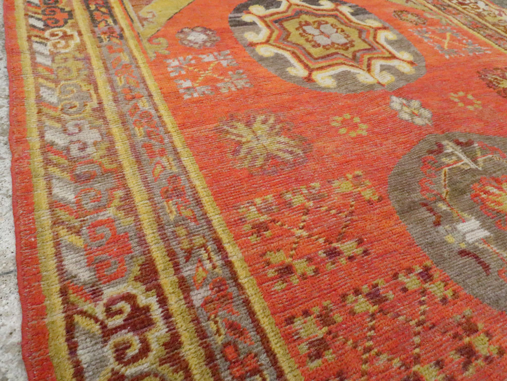 Vintage East Turkestan Khotan Carpet, No.24238 - Gsblank