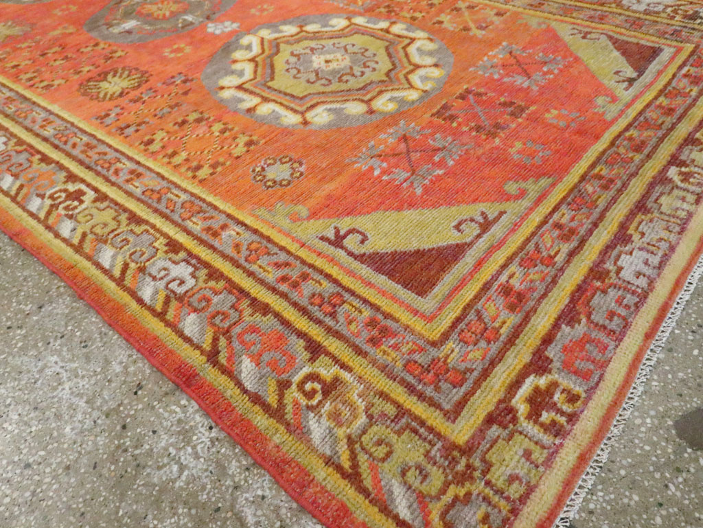 Vintage East Turkestan Khotan Carpet, No.24238 - Gsblank