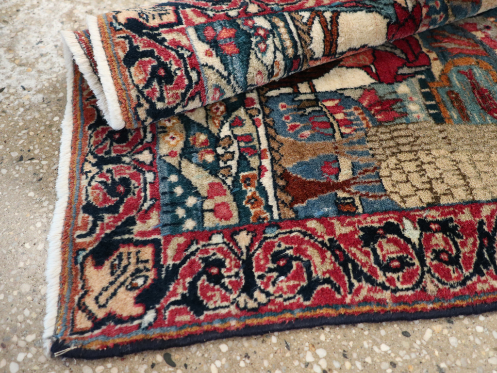 Antique Persian Lavar Kerman Pictorial Rug, No.24245 - Gsblank