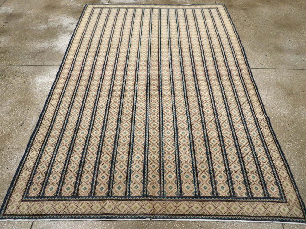 Vintage Persian Kashan Art Deco Carpet, No.24254 - Gsblank