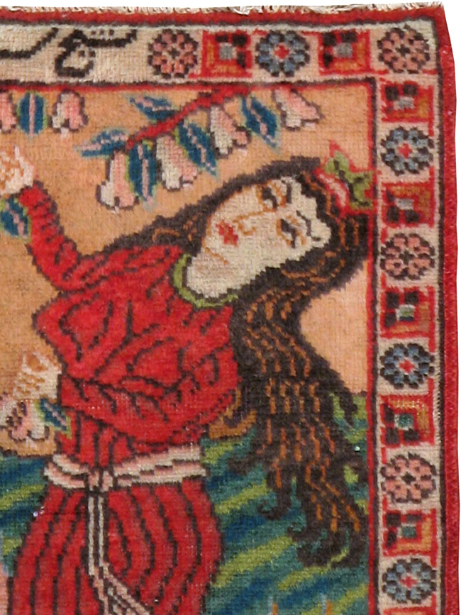 Vintage Persian Tabriz Pictorial Rug, No.24268 - Gsblank