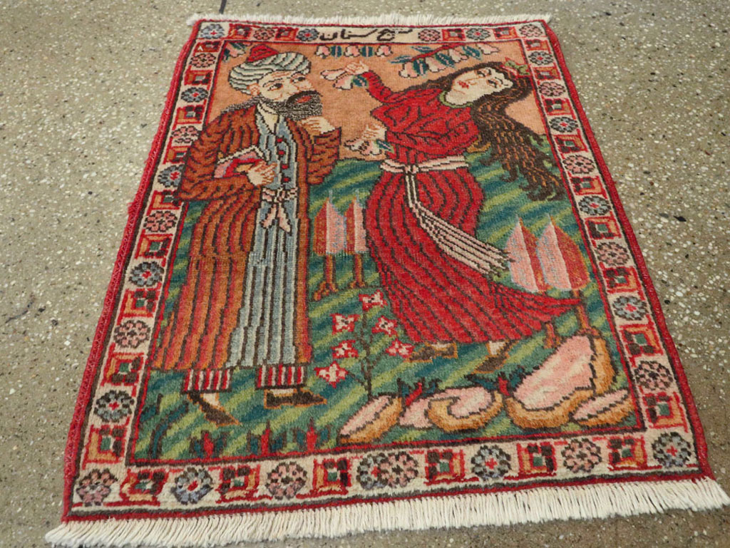 Vintage Persian Tabriz Pictorial Rug, No.24268 - Gsblank