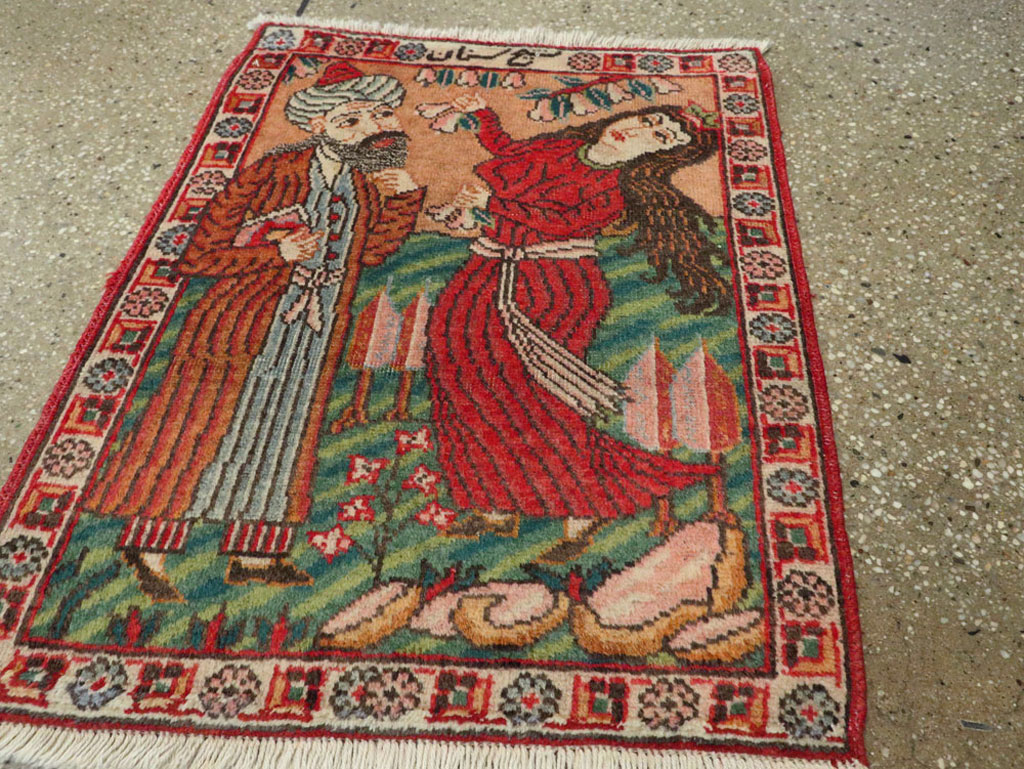Vintage Persian Tabriz Pictorial Rug, No.24268 - Gsblank