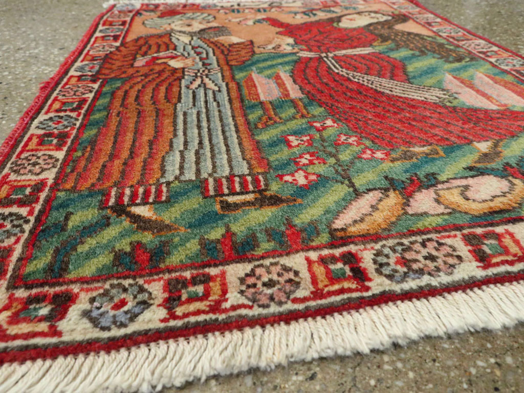 Vintage Persian Tabriz Pictorial Rug, No.24268 - Gsblank