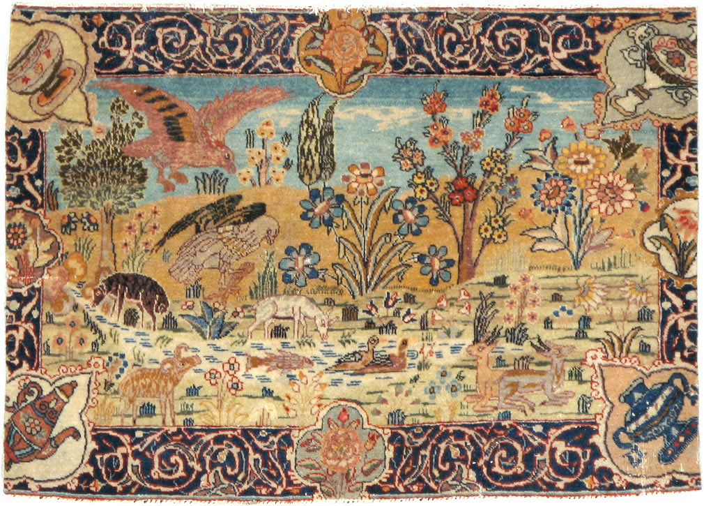 Vintage Persian Tabriz Pictorial Rug, No.24269 - Gsblank