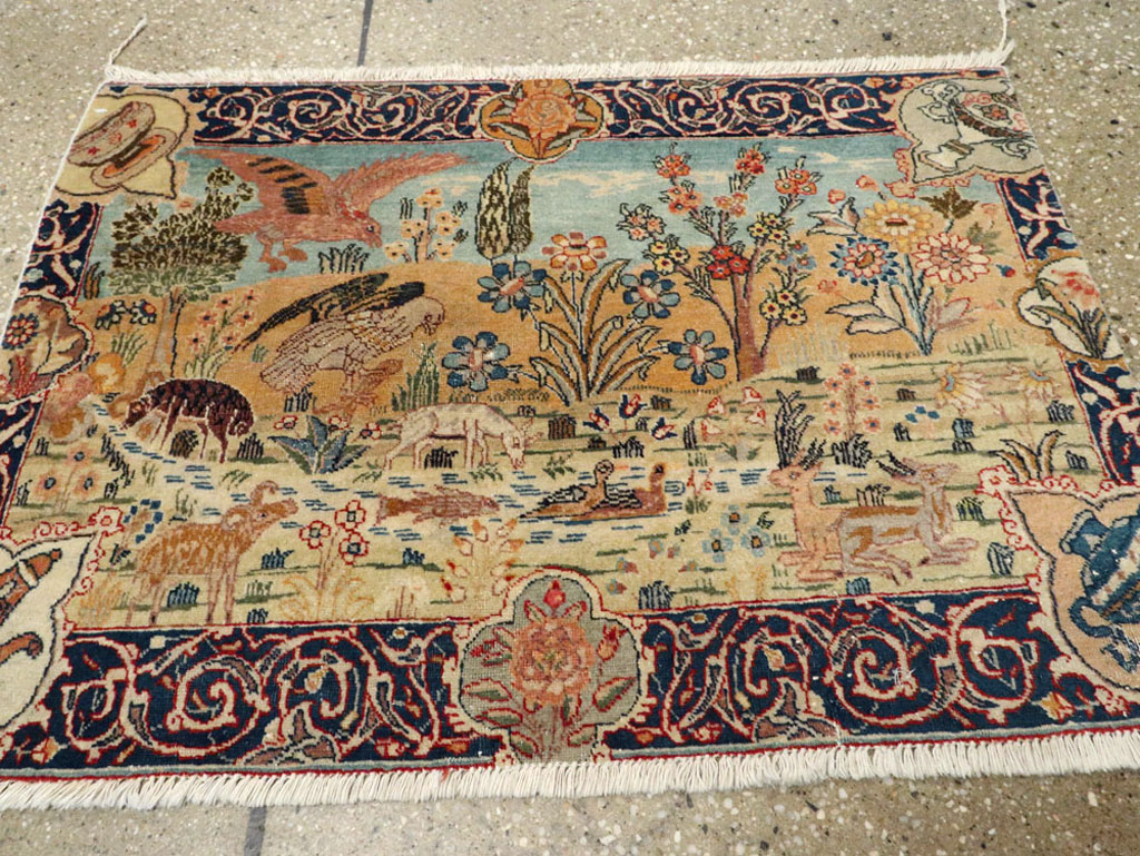 Vintage Persian Tabriz Pictorial Rug, No.24269 - Gsblank