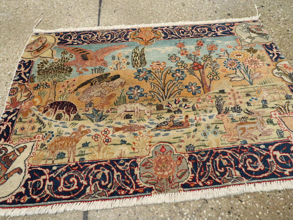 Vintage Persian Tabriz Pictorial Rug, No.24269 - Gsblank