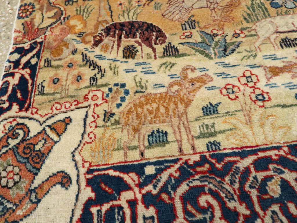 Vintage Persian Tabriz Pictorial Rug, No.24269 - Gsblank