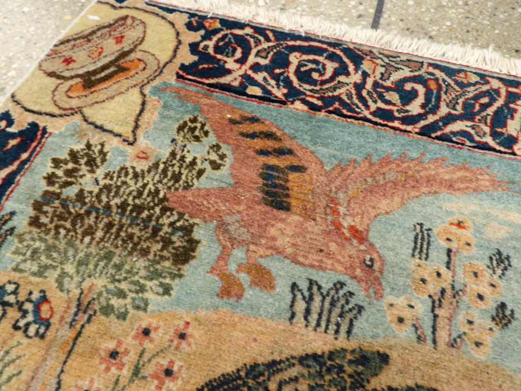 Vintage Persian Tabriz Pictorial Rug, No.24269 - Gsblank