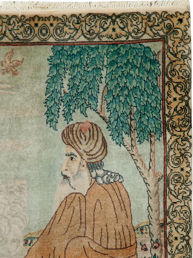 Vintage Persian Tabriz Pictorial Rug, No.24293 - Gsblank