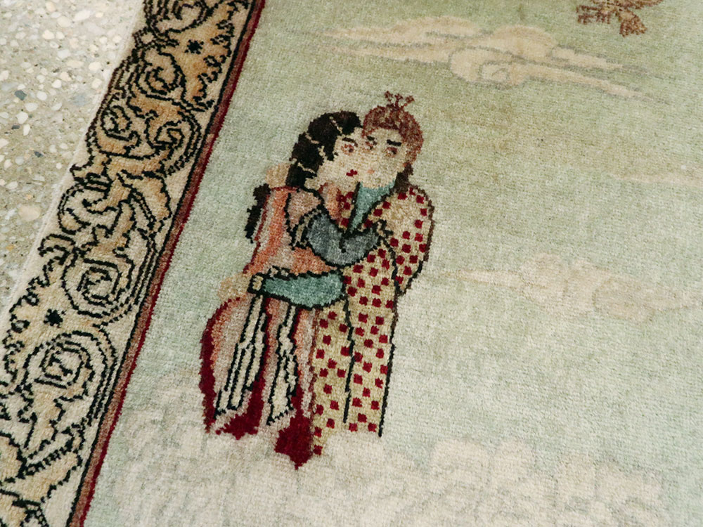 Vintage Persian Tabriz Pictorial Rug, No.24293 - Gsblank