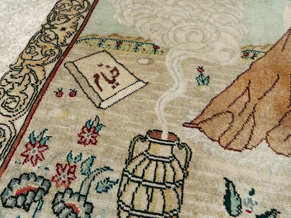 Vintage Persian Tabriz Pictorial Rug, No.24293 - Gsblank