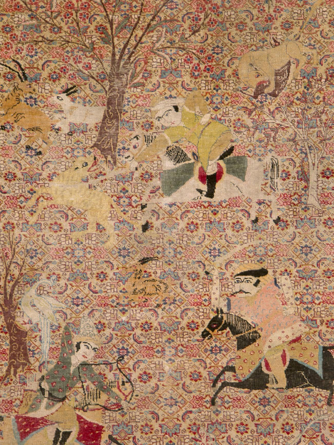 Antique Persian Tabriz Pictorial Rug, No.24381 - Gsblank