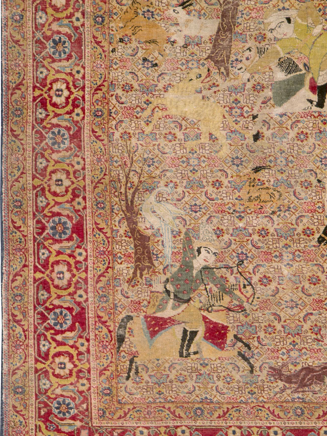 Antique Persian Tabriz Pictorial Rug, No.24381 - Gsblank