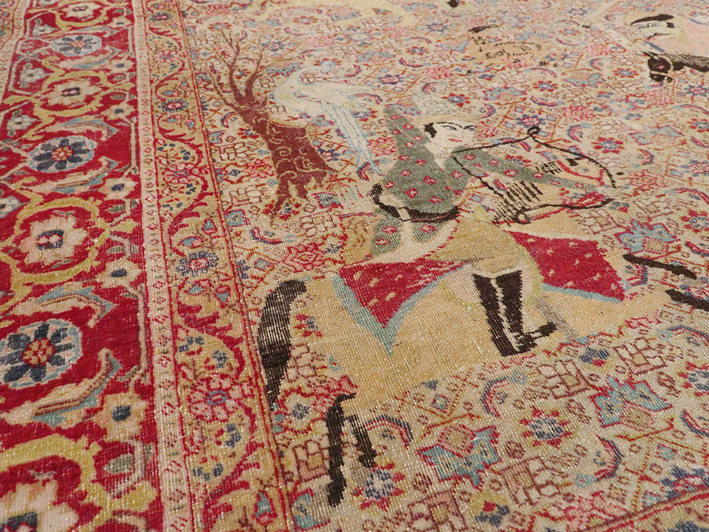 Antique Persian Tabriz Pictorial Rug, No.24381 - Gsblank