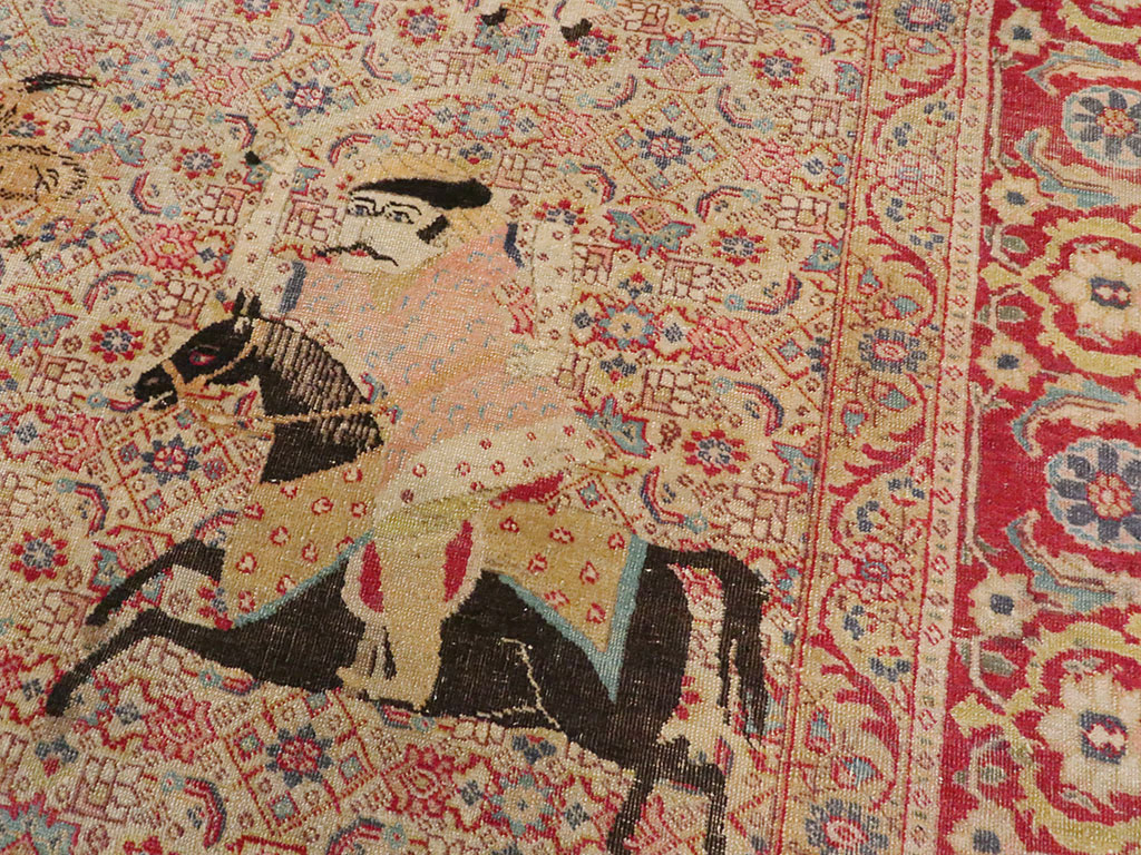 Antique Persian Tabriz Pictorial Rug, No.24381 - Gsblank