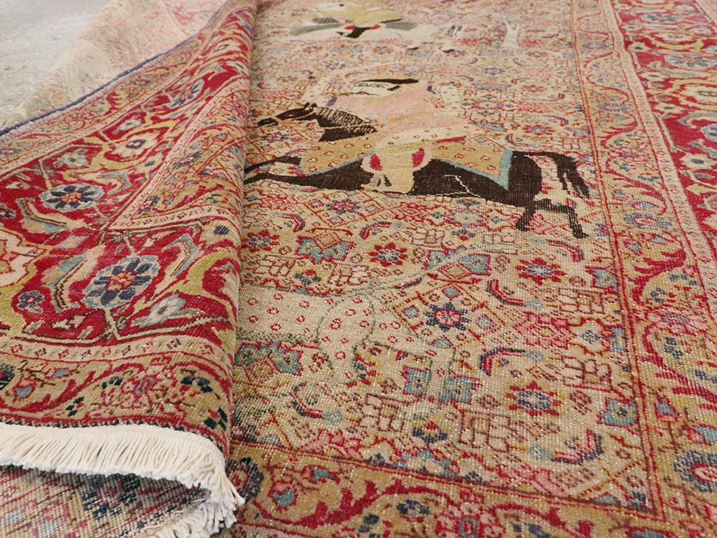 Antique Persian Tabriz Pictorial Rug, No.24381 - Gsblank