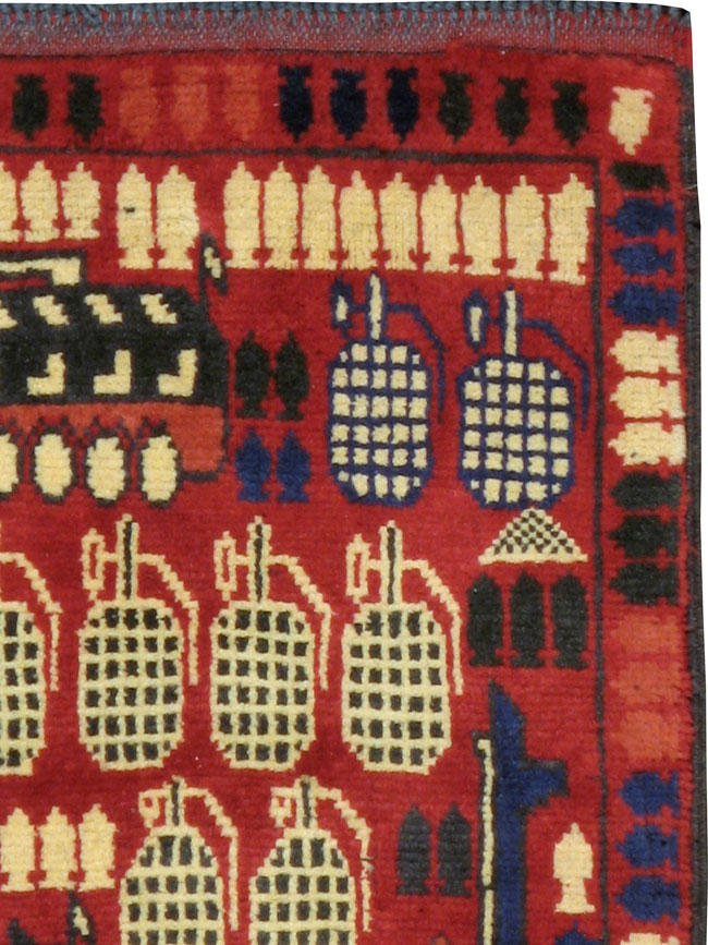 Vintage Afghan Pictorial War Rug, No.24431 - Gsblank