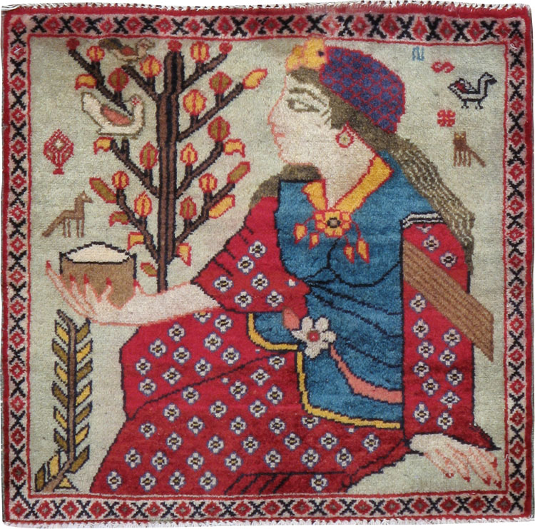 Vintage Persian Tabriz Pictorial Rug, No.24436 - Gsblank