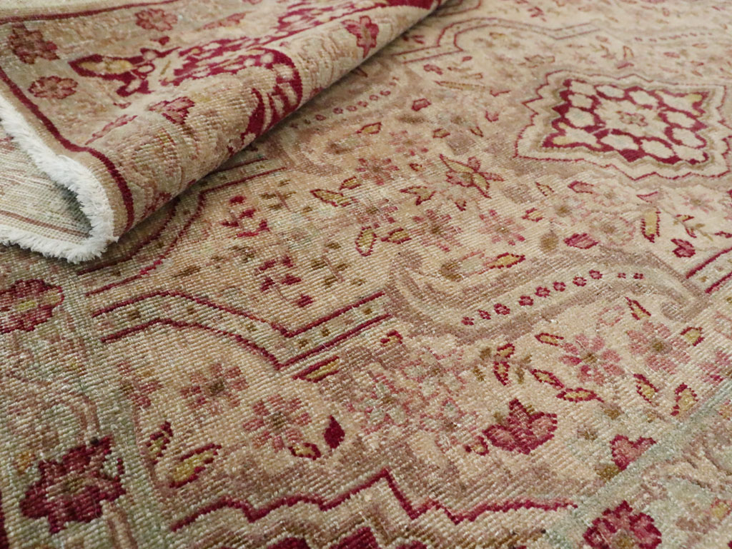 Antique Persian Tabriz Accent Rug, No.24442 - Gsblank