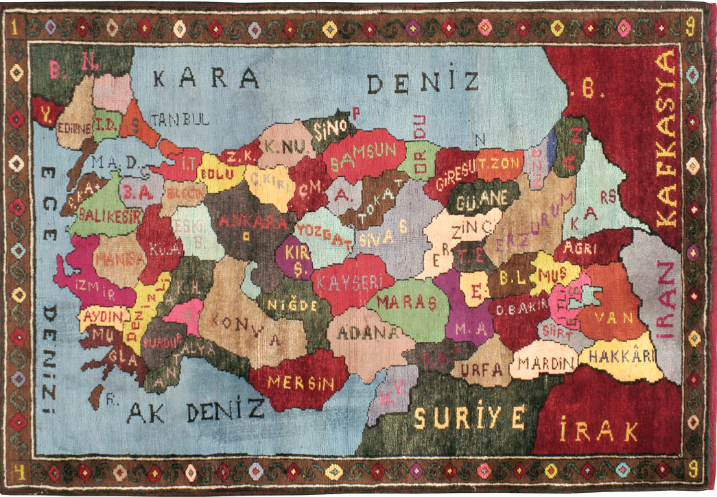 Vintage Turkish Anatolian Map Rug, No.24515 - Gsblank