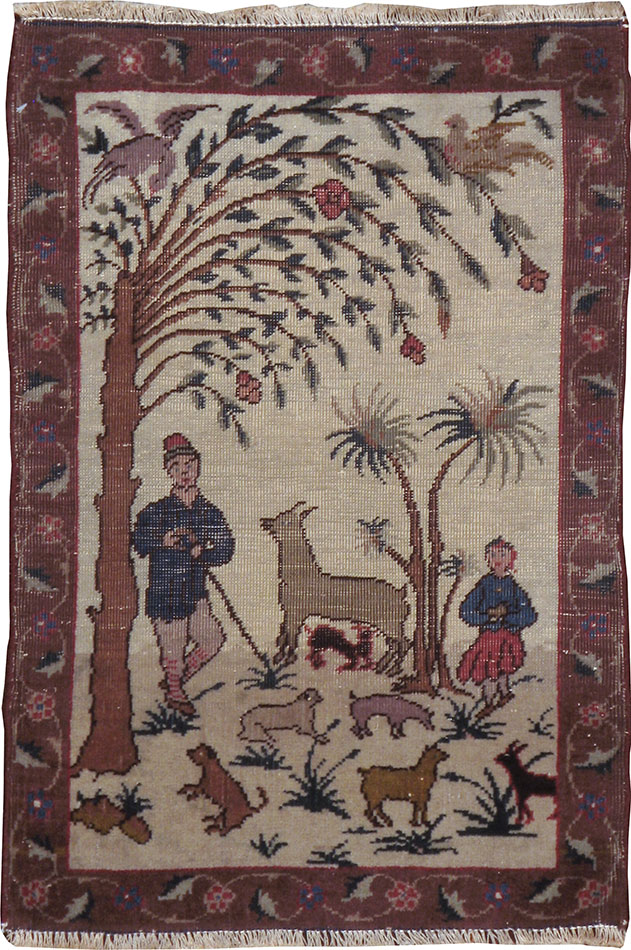 Vintage Persian Tabriz Pictorial Rug, No.24526 - Gsblank