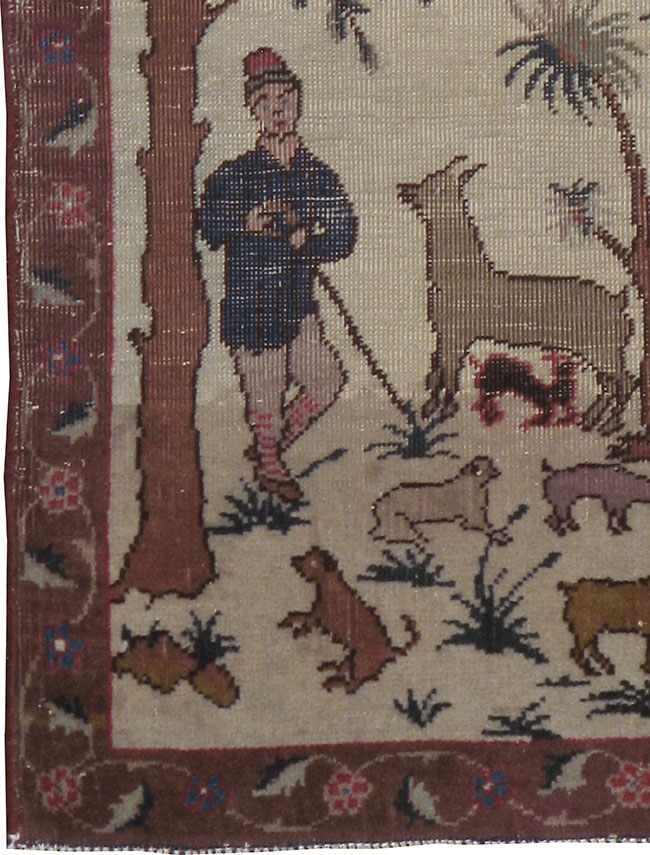 Vintage Persian Tabriz Pictorial Rug, No.24526 - Gsblank